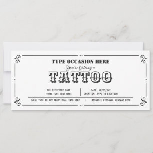 Anpassbarer Tattoo-Geschenkgutschein für jeden Anl Einladung