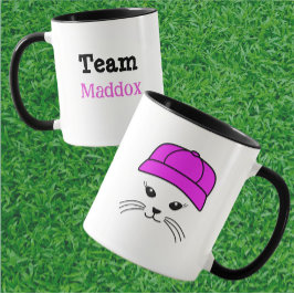 Anpassbarer Team Little Cat Baseball Player Tasse