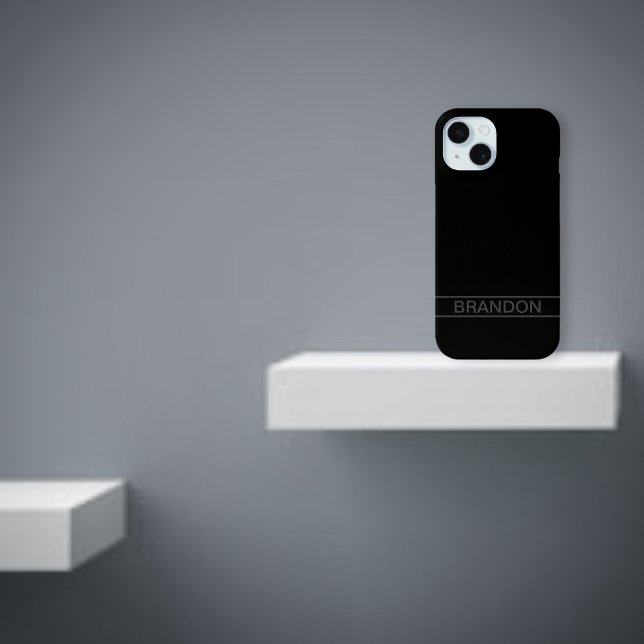 Anpassbarer Text | Bold Modern Black & Dark Gray Case-Mate iPhone Hülle (Von Creator hochgeladen)