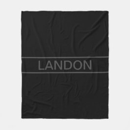 Anpassbarer Text | Bold Modern Black & Dark Gray Fleecedecke