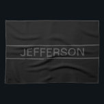 Anpassbarer Text | Bold Modern Black & Dark Gray Geschirrtuch<br><div class="desc">Kühner zeitgenössischer Look.</div>