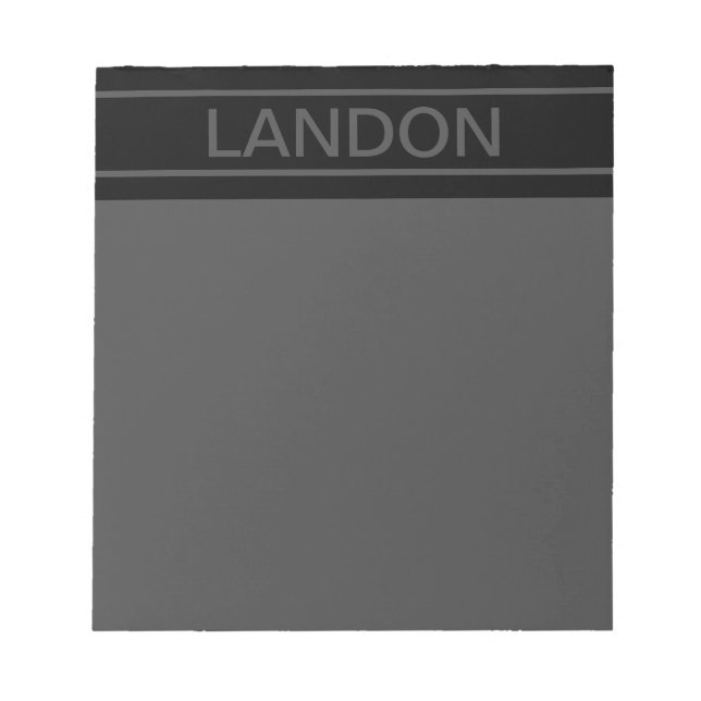 Anpassbarer Text | Bold Modern Black & Dark Gray Notizblock (Vorderseite)