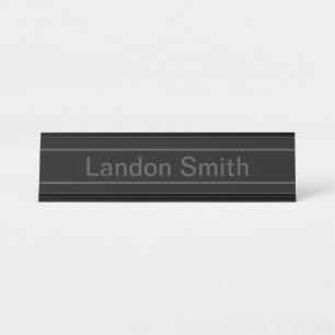 Anpassbarer Text Bold Modern Black & Dark Gray Schreibtischnamensplakette