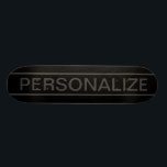 Anpassbarer Text | Bold Modern Black & Dark Gray Skateboard<br><div class="desc">Kühner zeitgenössischer Look.</div>