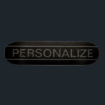 Anpassbarer Text | Bold Modern Black & Dark Gray Skateboard<br><div class="desc">Kühner zeitgenössischer Look.</div>