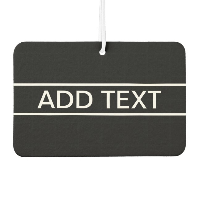 Anpassbarer Text | Bold Modern Black & White Autolufterfrischer (Vorderseite)