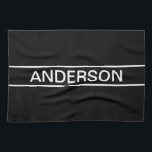 Anpassbarer Text | Bold Modern Black & White Geschirrtuch<br><div class="desc">Kühner zeitgenössischer Look.</div>