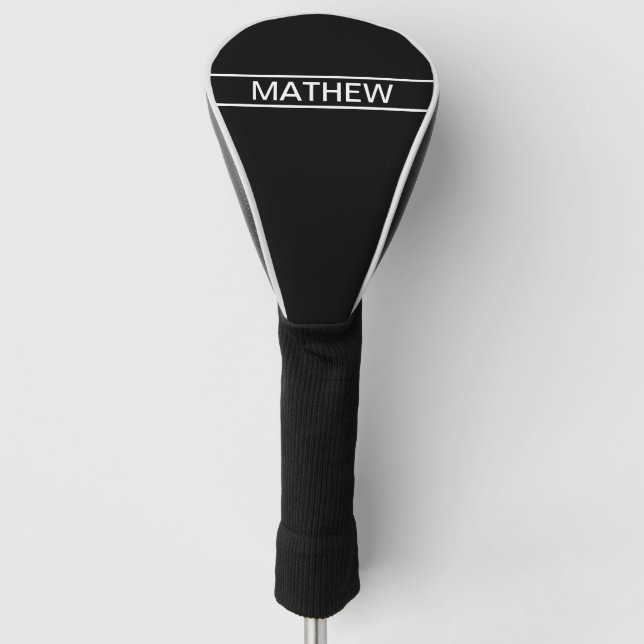 Anpassbarer Text | Bold Modern Black & White Golf Headcover (Vorderseite)