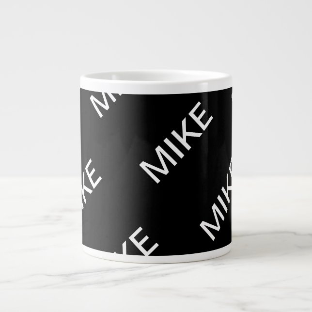Anpassbarer Text | Bold Modern Black & White Jumbo-Tasse (Vorderseite)