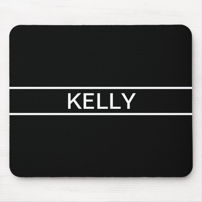 Anpassbarer Text | Bold Modern Black & White Mousepad (Vorne)