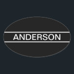 Anpassbarer Text | Bold Modern Black & White Ovaler Aufkleber<br><div class="desc">Kühner zeitgenössischer Look.</div>