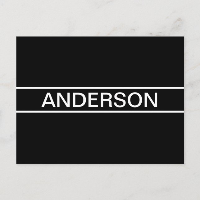 Anpassbarer Text | Bold Modern Black & White Postkarte (Vorderseite)