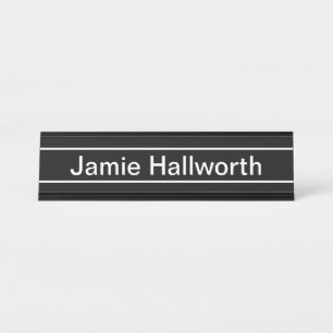 Anpassbarer Text   Bold Modern Black & White Schreibtischnamensplakette
