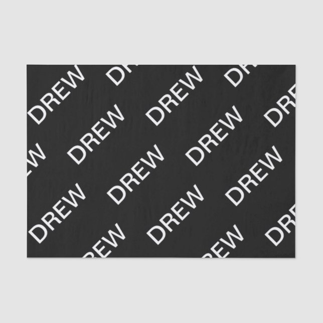 Anpassbarer Text | Bold Modern Black & White Seidenpapier (Vorderseite)