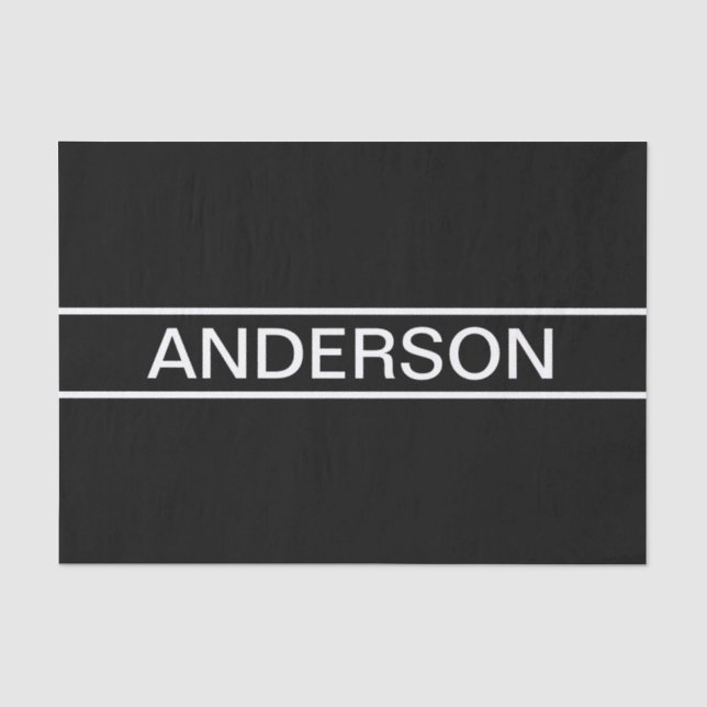 Anpassbarer Text | Bold Modern Black & White Seidenpapier (Vorderseite)
