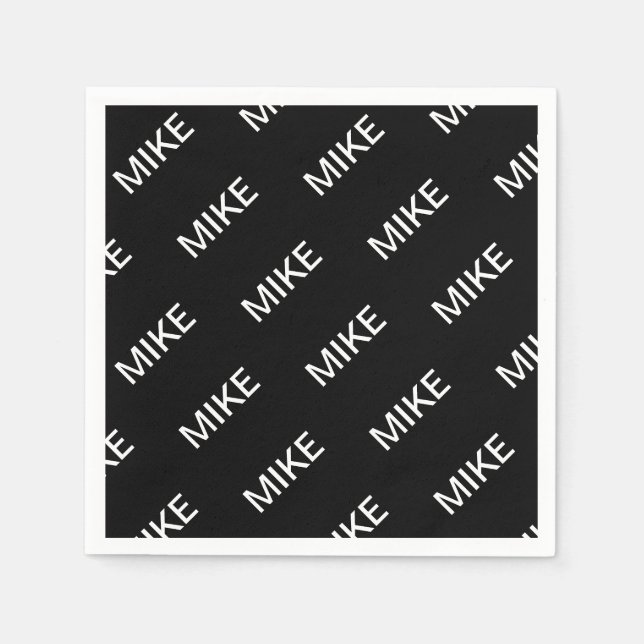 Anpassbarer Text | Bold Modern Black & White Serviette (Vorderseite)