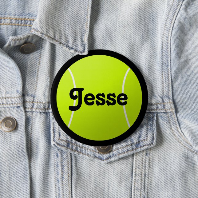 Anpassbarer Text-Tennis-Ball für Spieler und Fans Button (Beispiel)