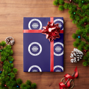 Anpassbarer Text und Ihr Logo   Dunkelblau Lila Geschenkpapier