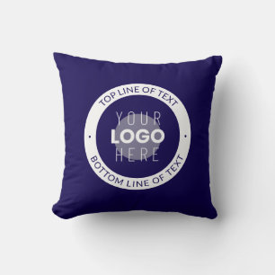 Anpassbarer Text und Ihr Logo   Dunkelblau Lila Kissen