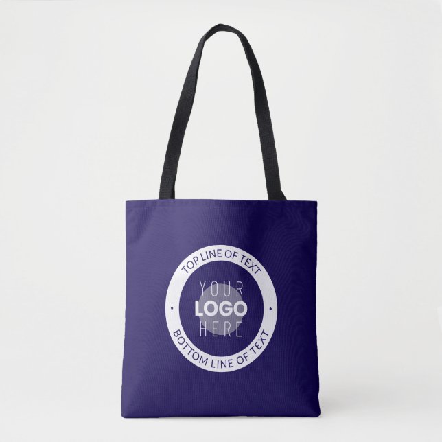 Anpassbarer Text und Ihr Logo | Dunkelblau Lila Tasche (Vorderseite)