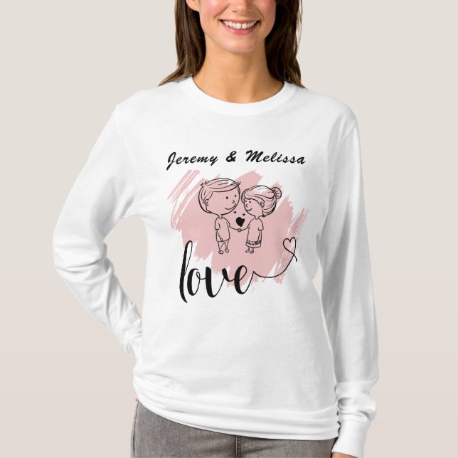 Anpassbarer Valentinstag Langärmeliger T - Shirt (Vorderseite)
