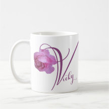 Anpassbarer Vicky-Name hübsche rosa Rose floral