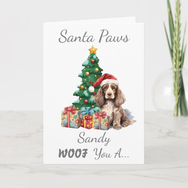 Anpassbarer Weihnachtshund Cocker Spaniel Karte (Vorderseite)