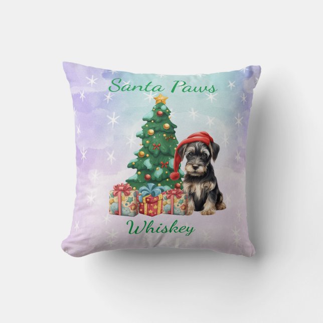 Anpassbarer Weihnachtshund Schnauzer Kissen (Vorderseite)