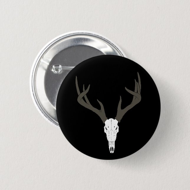 Anpassbarer Weißwedelhirsch-Schädel Button (Vorne & Hinten)