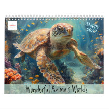 Anpassbarer Wunderbarer-Tiere-Welt-Kalender 2026