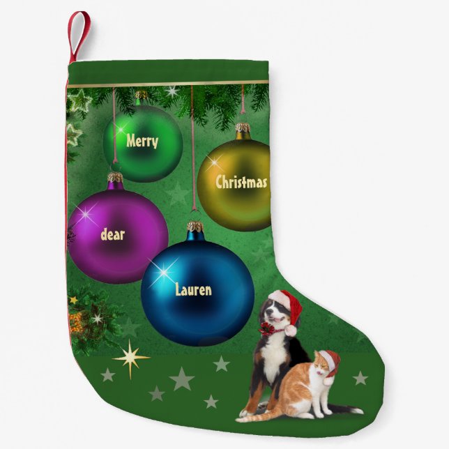 Anpassbarer Xmas-Strumpf mit Haustieren Kleiner Weihnachtsstrumpf (Vorderseite)