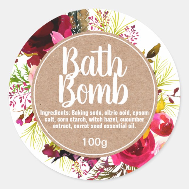 Anpassbares Bath Bombensiegel Runder Aufkleber (Vorderseite)