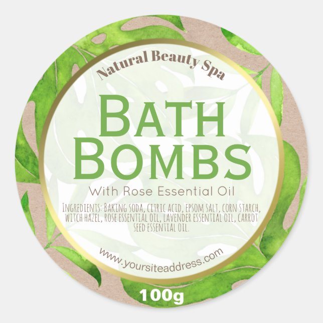 Anpassbares Bath Bombensiegel Runder Aufkleber (Vorderseite)