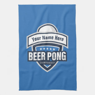 Anpassbares Beer-Pong-Meisterschaft-Logo Geschirrtuch