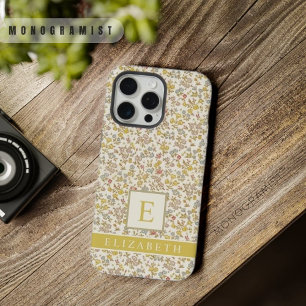 Anpassbares Beige Beige Blumen Gelbe Blumen iPhone 15 Pro Max Hülle