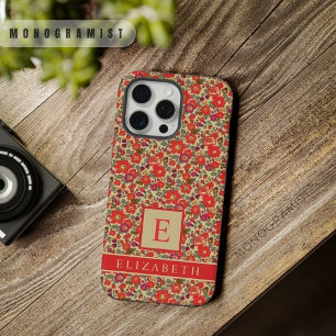 Anpassbares Beige Braun Blumen Rot Lila Blume iPhone 15 Pro Max Hülle
