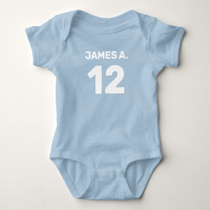 Anpassbares Blau (Front- und Rückendesign) Baby Strampler