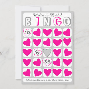Anpassbares Braut-Bingo-Spiel rosa graue Karte