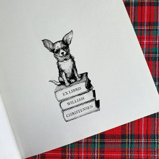 Anpassbares Chihuahua-Buchzeichen Gummistempel