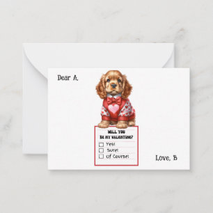 Anpassbares Cocker Spaniel Welpen Valentinstag Mitteilungskarte