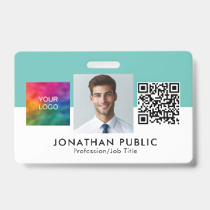 Anpassbares Firmenlogo QR-Code Mitarbeiterfoto Ausweis