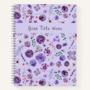 Anpassbares Flieder-Blumenmuster Botanisch Notizbuch