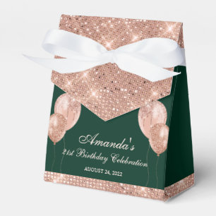 Anpassbares Glam Smaragdgrün und Roségold Geschenkschachtel