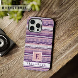 Anpassbares Hell-Dunkel-Rosa Lila Weiß Azteken iPhone 15 Pro Max Hülle
