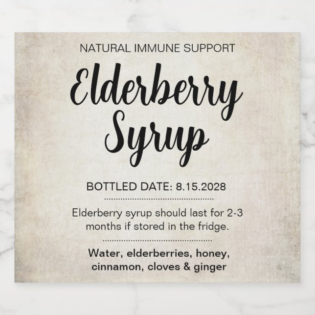 Anpassbares Holunder-Sirup-Label ZEB_02 Bierflaschenetikett (Einzelnes Label)