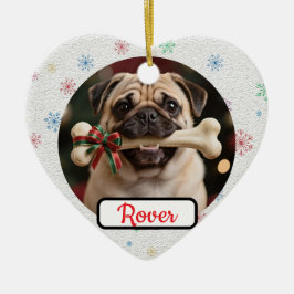 Anpassbares Hund und Knochen Haustier Herz Weihnac Keramik Ornament