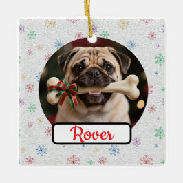 Anpassbares Hund und Knochen Haustier Quadrat Weih Keramikornament