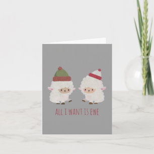 Anpassbares Kawaii-Schaf in Weihnachtsmütze Karte