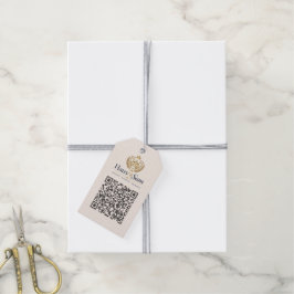 Anpassbares Logo und QR-Code Soft Warm Elfenbein Geschenkanhänger