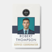 Anpassbares Mitarbeiter-Foto-ID-Karten-Logo - Navy